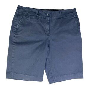 Talbots Size 12 Navy Blue Cotton Chino Shorts Flat Front *Flaw
